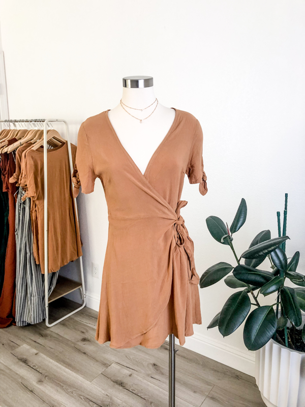 Mustard wrap dress clearance